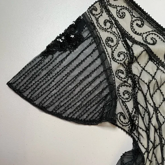 Fundaisy Elegant Black beaded and Cream cocktail, party Dress, size XL - Picture 9 of 16